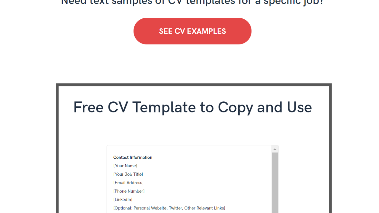 Free CV template copy